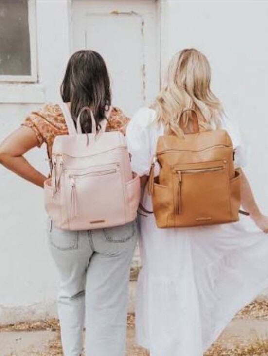 Poppy & Peonies Handbags - NWT Poppy & Peonies Commuter Backpack Camel Vegan Leather Laptop Travel Work Bag